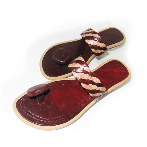 Brown African Leather Slippers