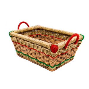 Handwoven Rectangular Cane Basket