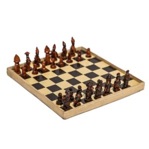 African Wooden Hand-Carved Chess Game