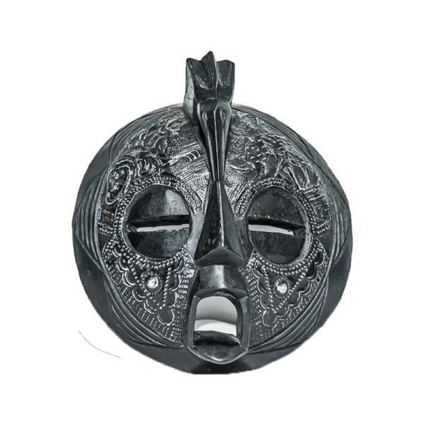 Round African Mask with Metal Design (1)