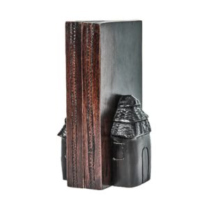 Wooden Hut Carved Bookends