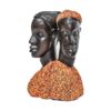 Wooden Man & Woman Bookends with Orange Beaded